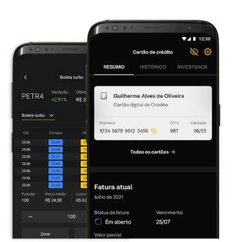 App da XP em dois celulares
